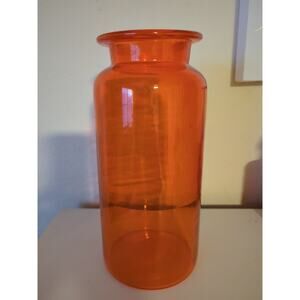 Vintage Takahashi Handblown Orange Canister Apothecary Jar Bubbles *No Lid